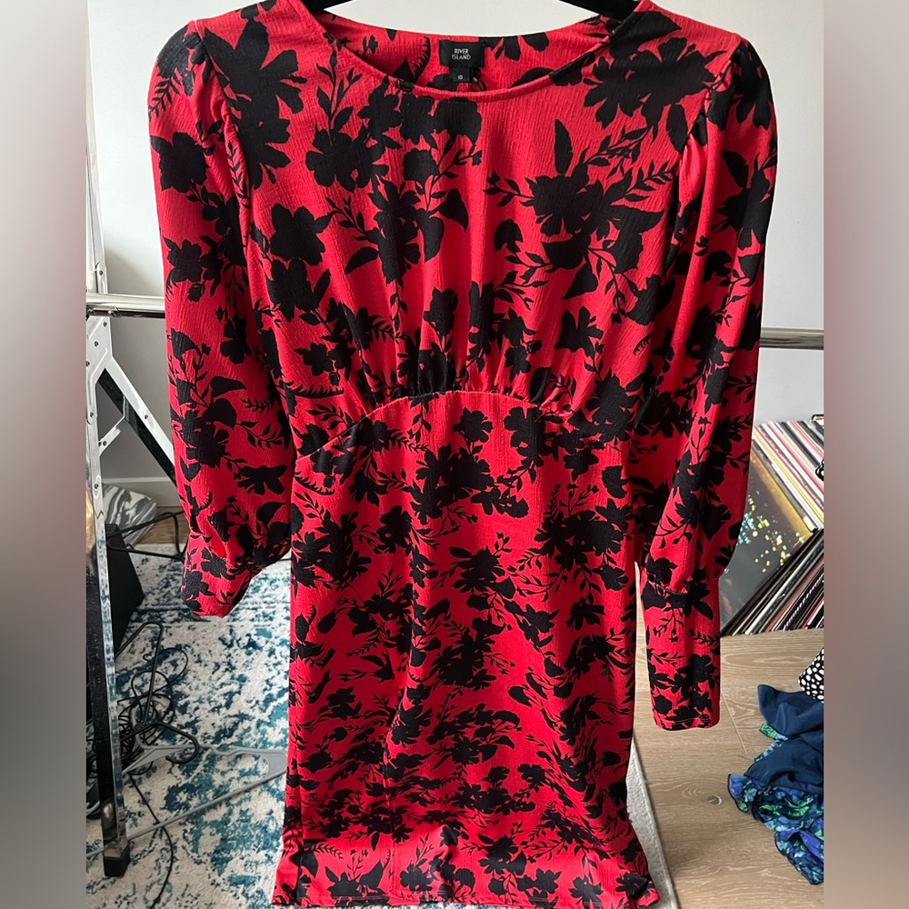 River Island Red and Black Midi Dress